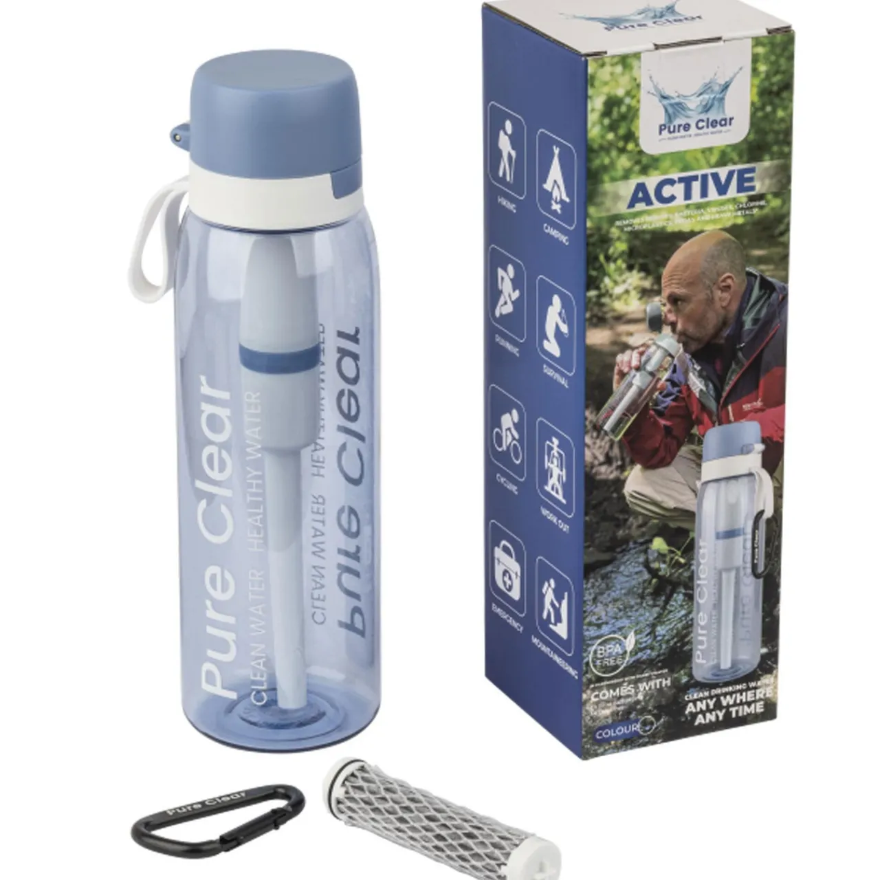 Pure Clear Active Water Filter Bottle