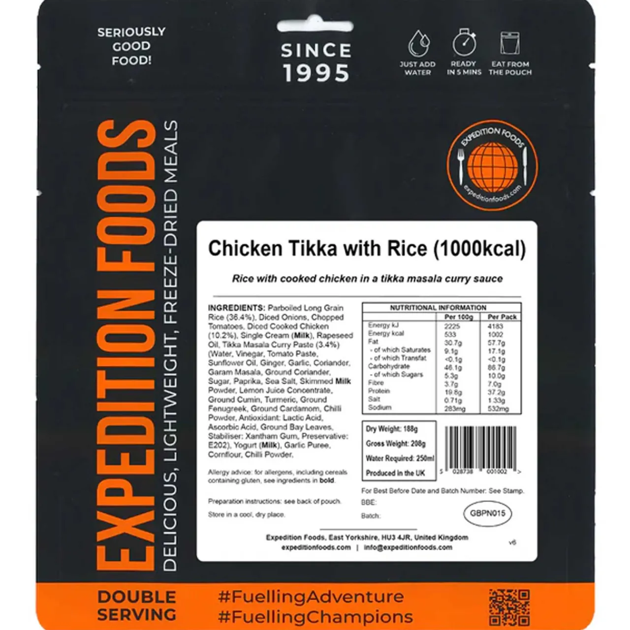 Expedition Foods Chicken Tikka with Rice (Double Serving)