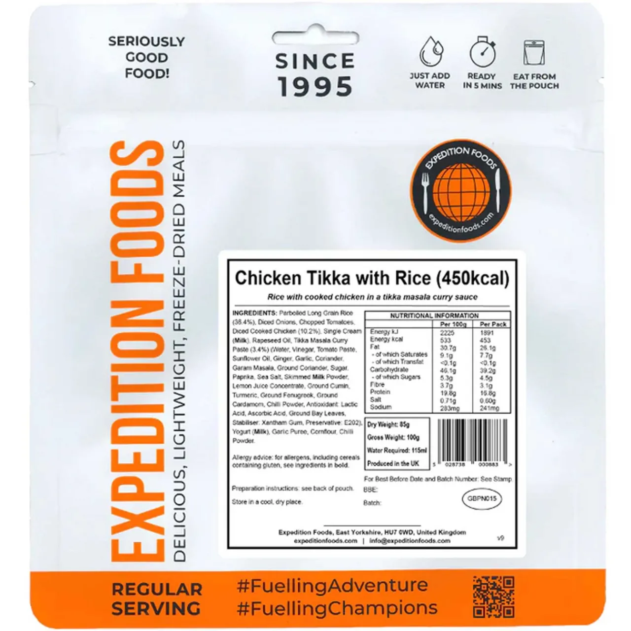Expedition Foods Chicken Tikka with Rice (Single Serving)