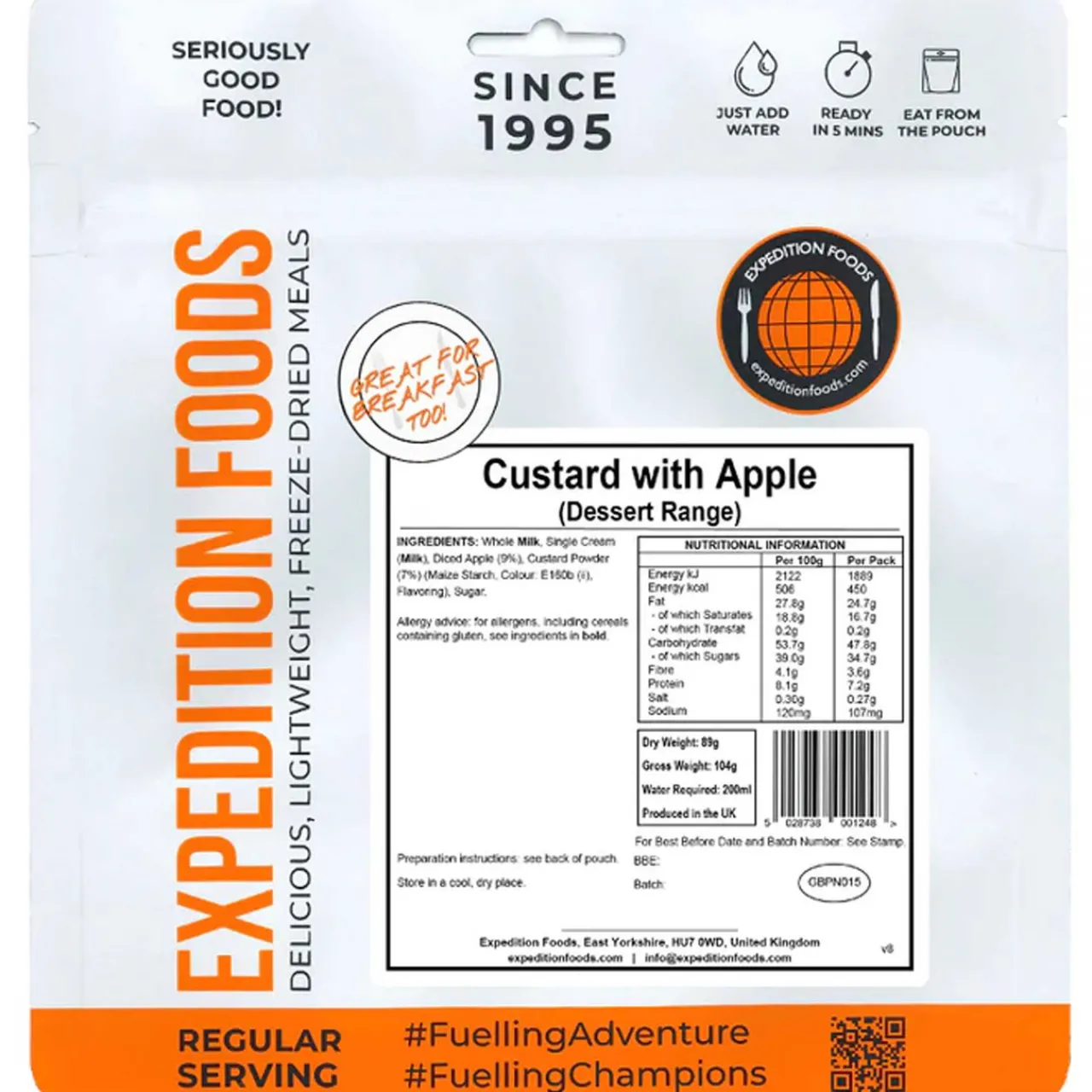 Expedition Foods Custard with Apple (Single Serving)