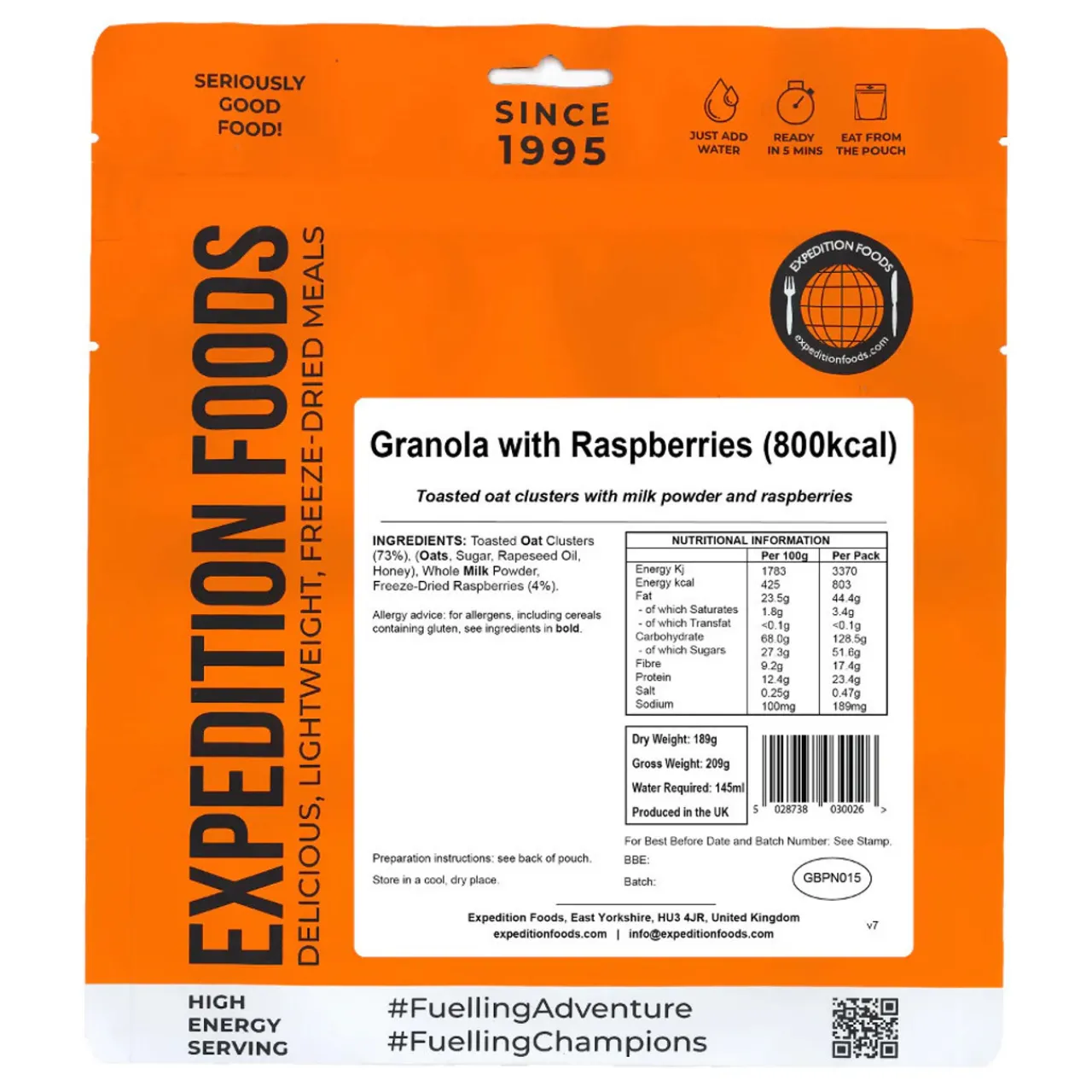 Expedition Foods Granola with Raspberries (High Energy Serving)