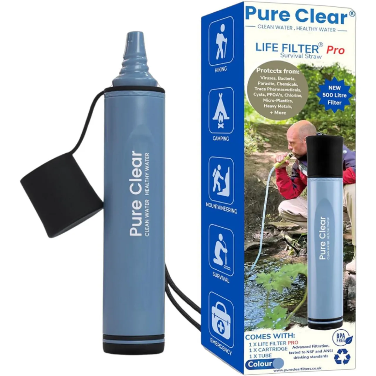 Pure Clear Life Filter Pro Personal Survival Straw