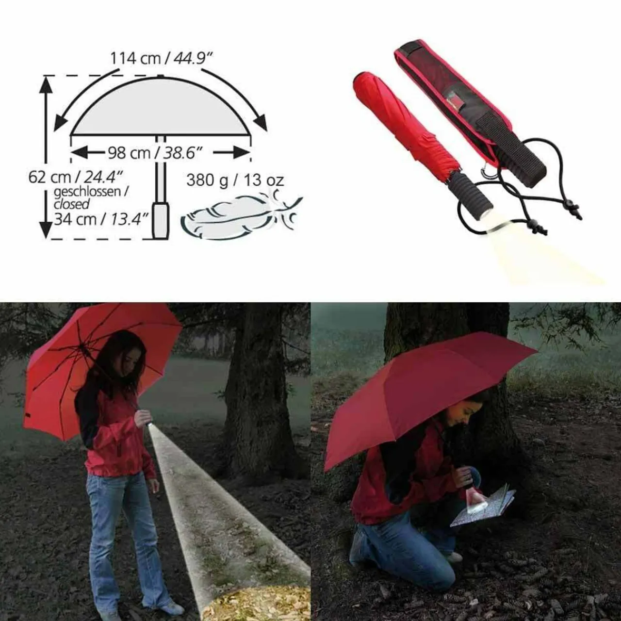 EuroSchirm Light Trek Automatic Flashlite Umbrella