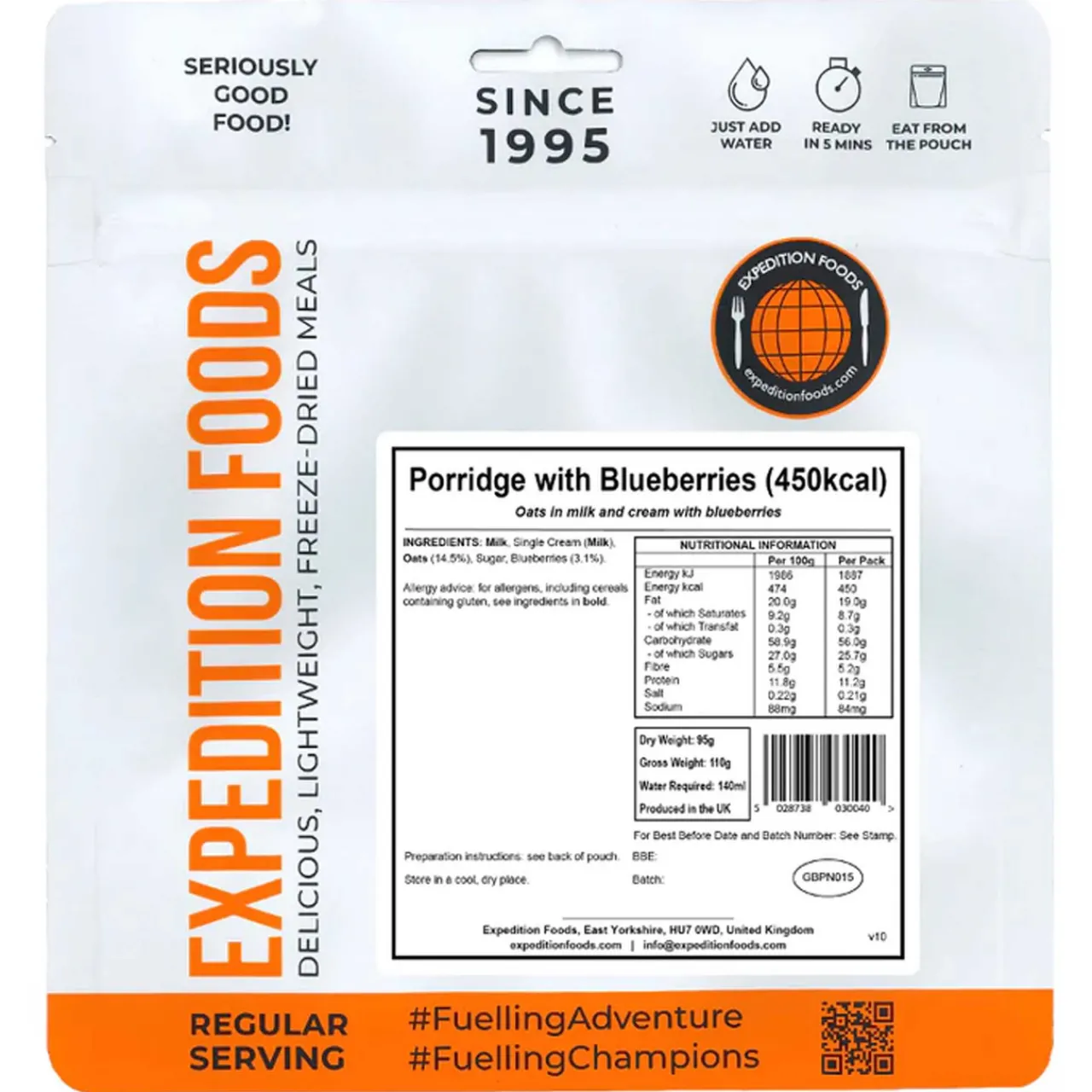 Expedition Foods Porridge with Blueberries (Single Serving)