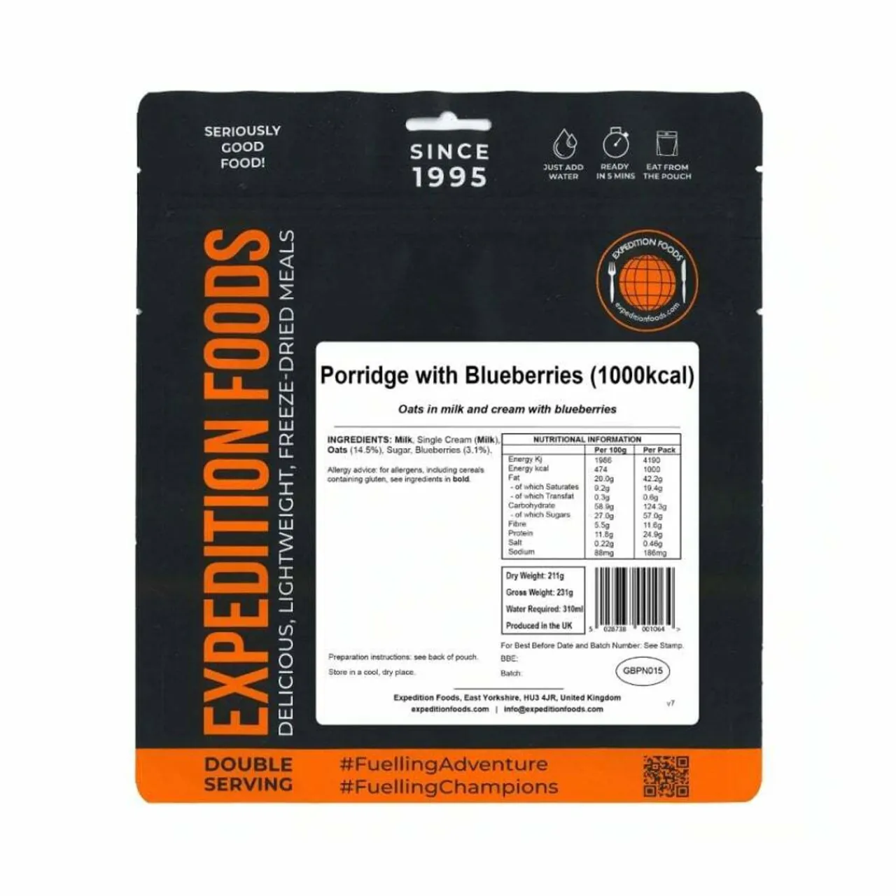 Expedition Foods Porridge with Blueberries (Double Serving)