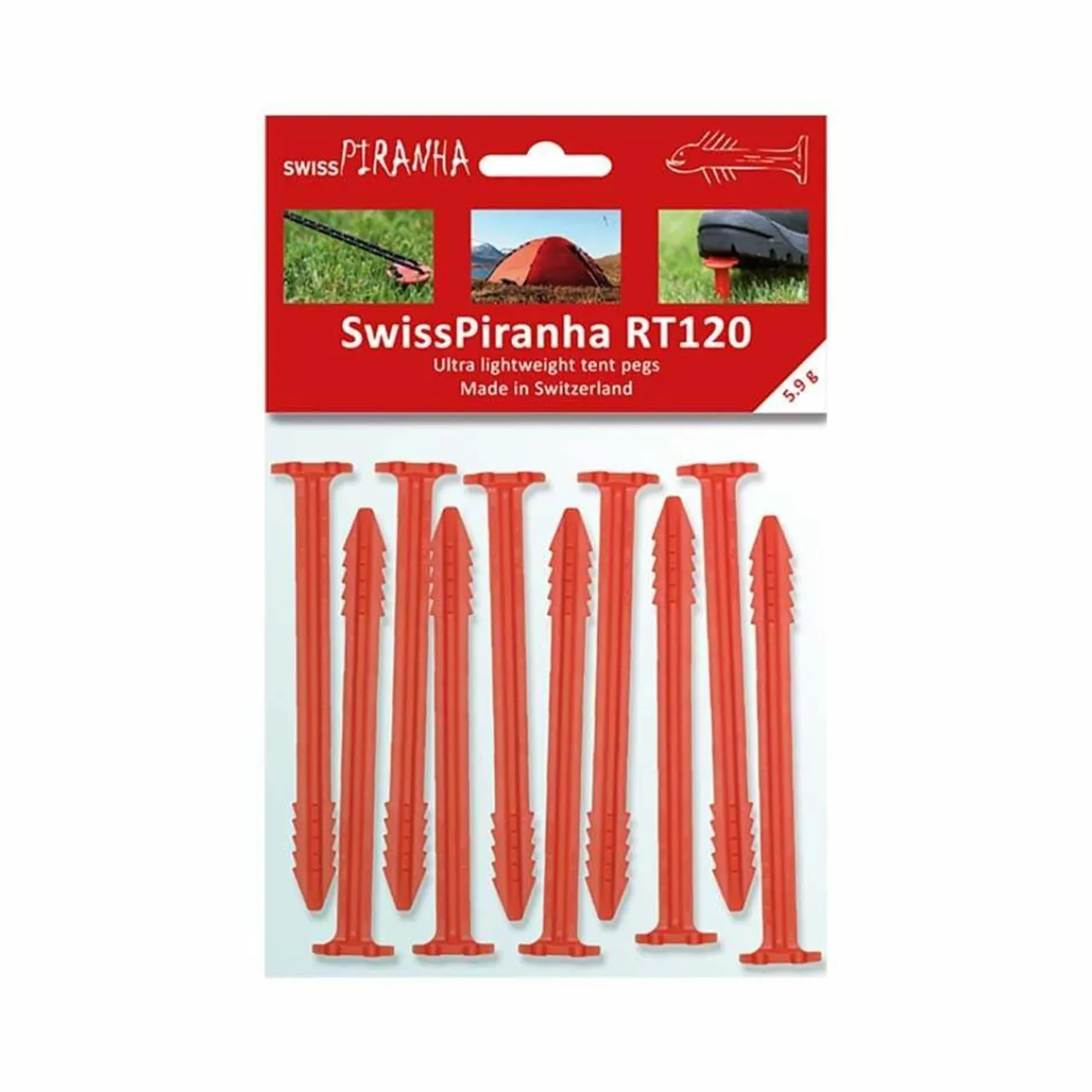 SwissPiranha RT120 Tent Pegs - 10 Pack