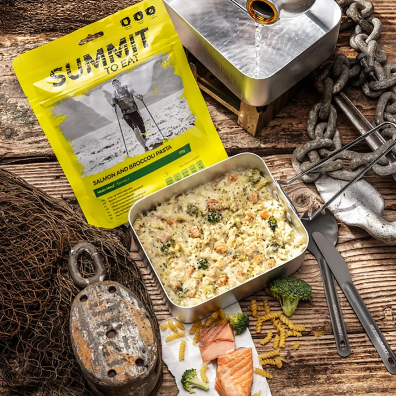 Summit to Eat Salmon and Broccoli Pasta