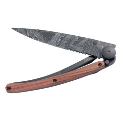 Deejo Serrated 37g Knife - Black/Topography