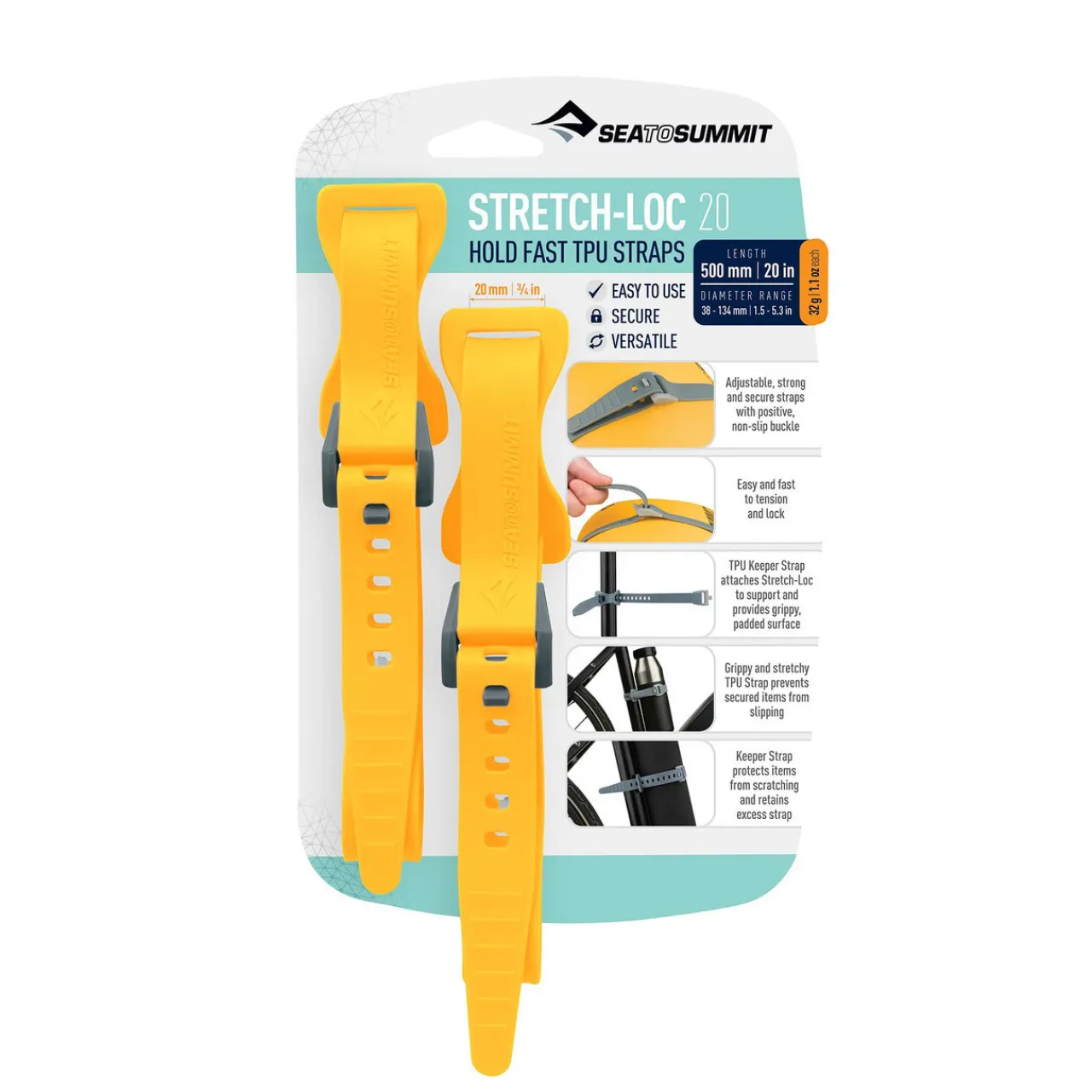 Sea to Summit Stretch-Loc TPU Straps 20 (20mm x 500mm) 2 Pack