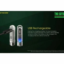 Nitecore TIKI GITD USB Rechargeable Keychain Light
