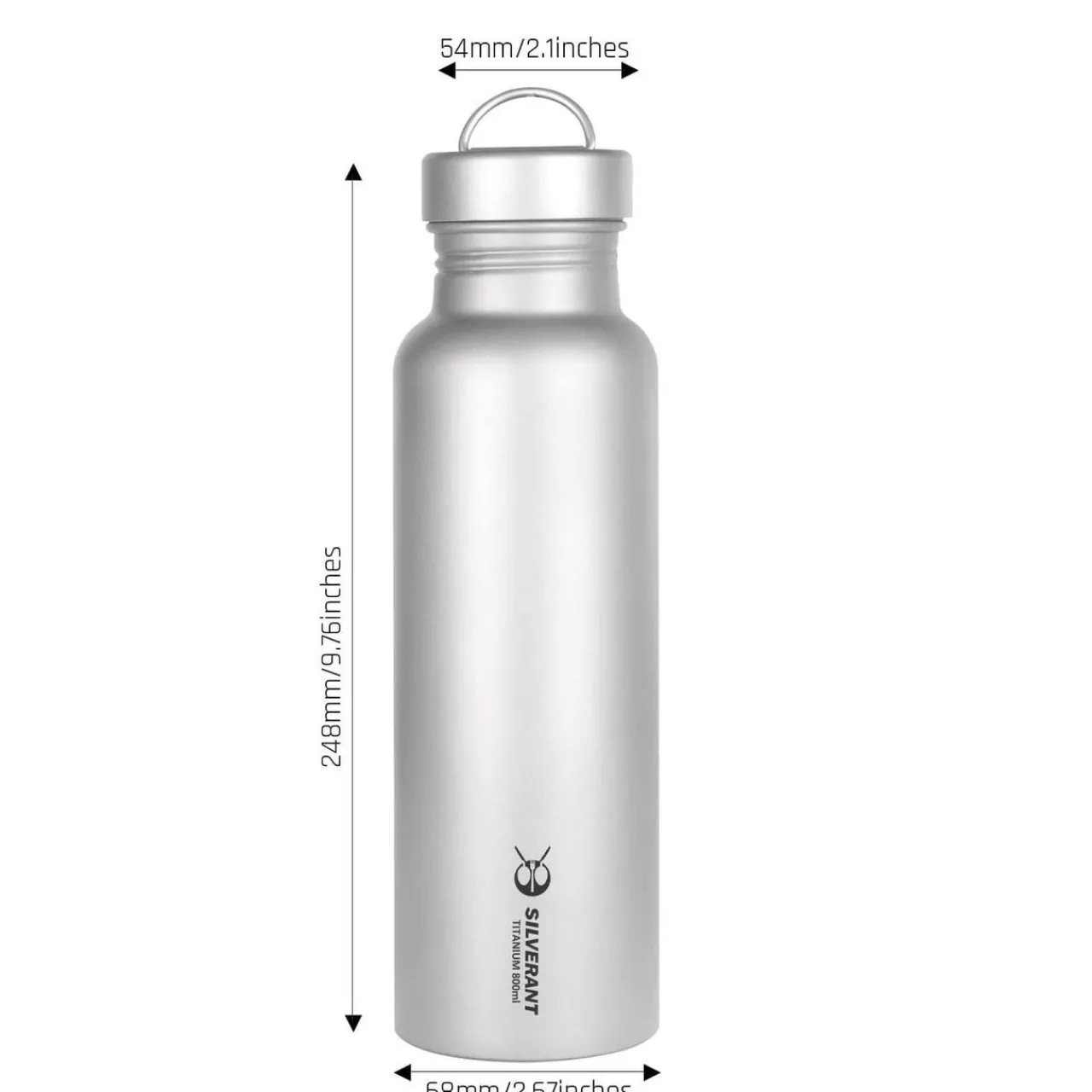 SilverAnt Titanium Water Bottle 800ml - Round