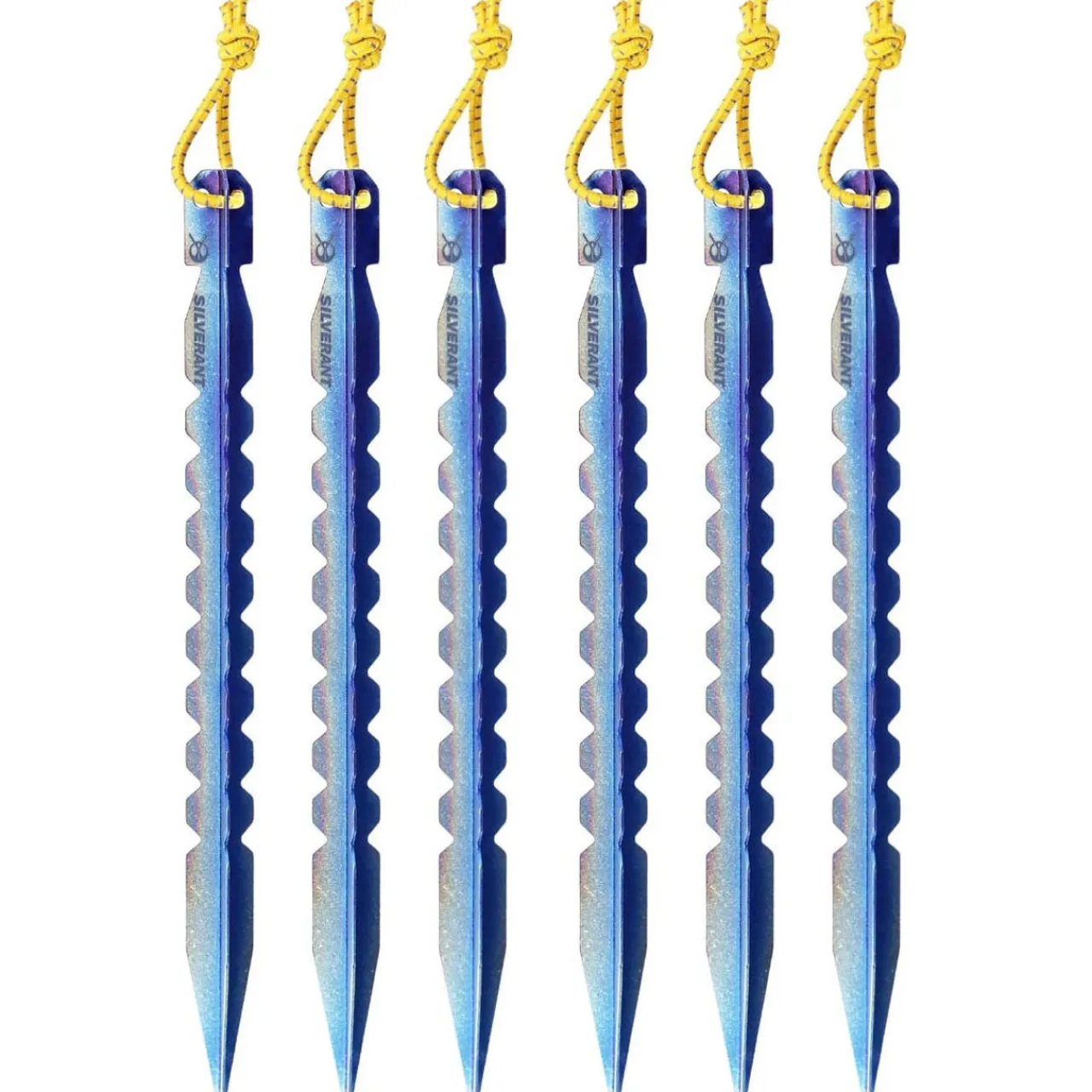 SilverAnt Titanium Y-Shape Tent Stakes - Long 6 Pack