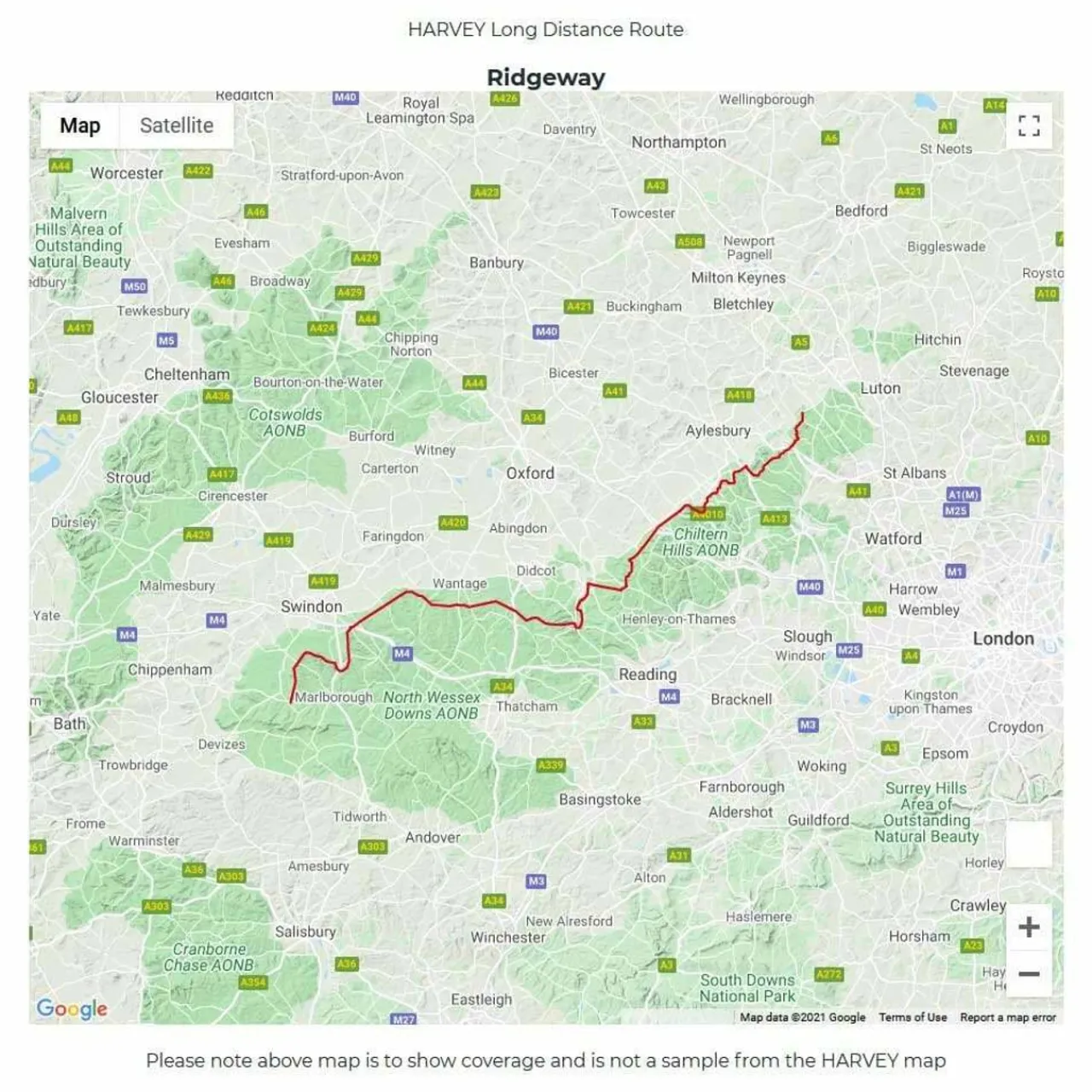 Harvey Maps Trail Map XT40 - Ridgeway