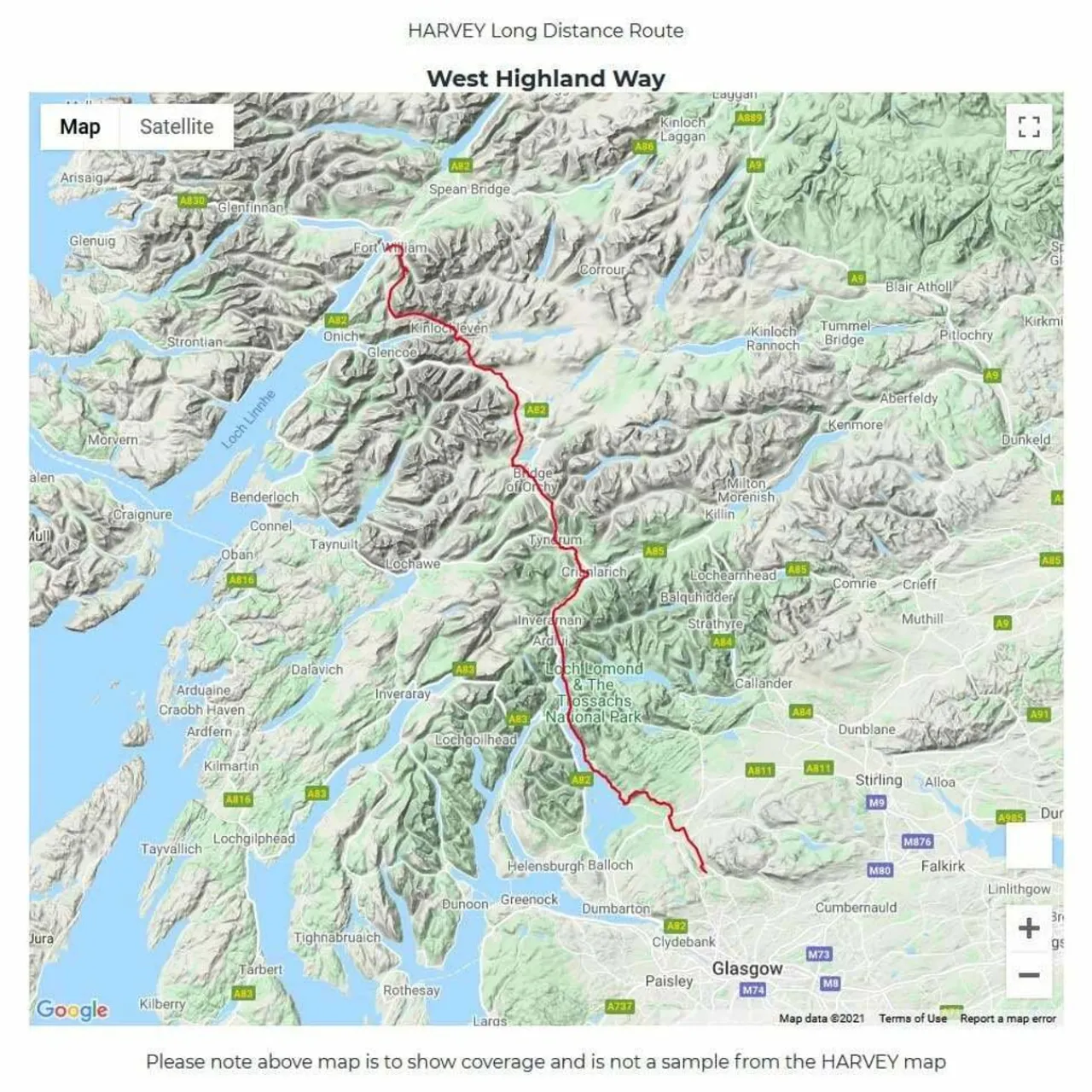 Harvey Maps Trail Map XT40 - West Highland Way