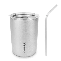 SilverAnt Ultralight Titanium Double-Wall Coffee Cup with Straw 400ml