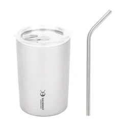 SilverAnt Ultralight Titanium Double-Wall Coffee Cup with Straw 400ml