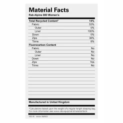 Rab Womens Alpine 800 Down Sleeping Bag