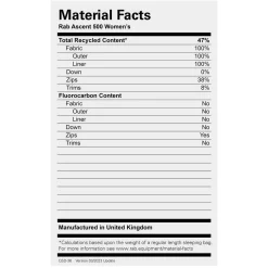 Rab Womens Ascent 500 Down Sleeping Bag