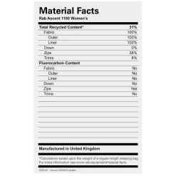 Rab Womens Ascent 1100 Down Sleeping Bag - Past Season