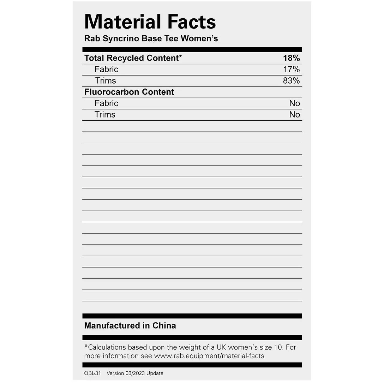 Women Rab Womens Syncrino Base Tee - Past Season Colours